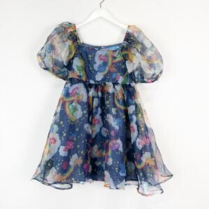 Care Bears kids girls organza puffy sleeve dress Size XL NWT